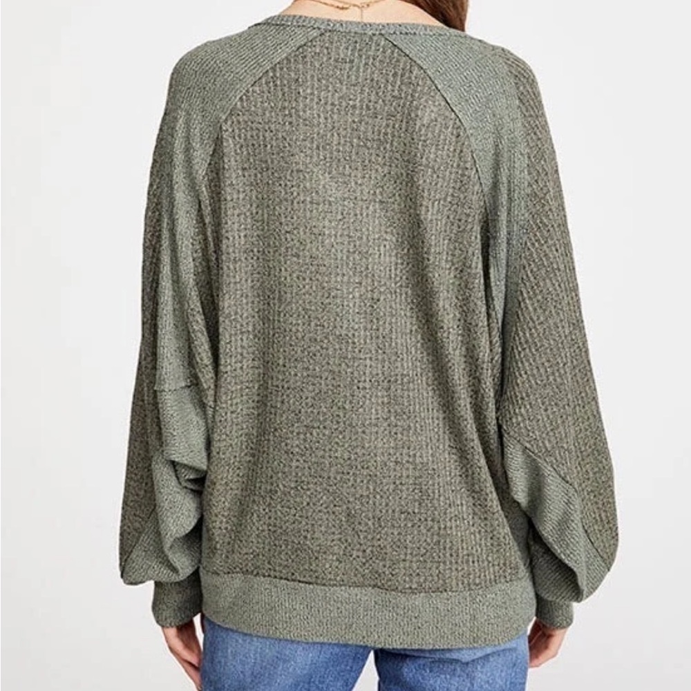 Free People “We The Free” Thermal V-Neck Top Olive Green - XS “Santa Clara Top” - Picture 4 of 11